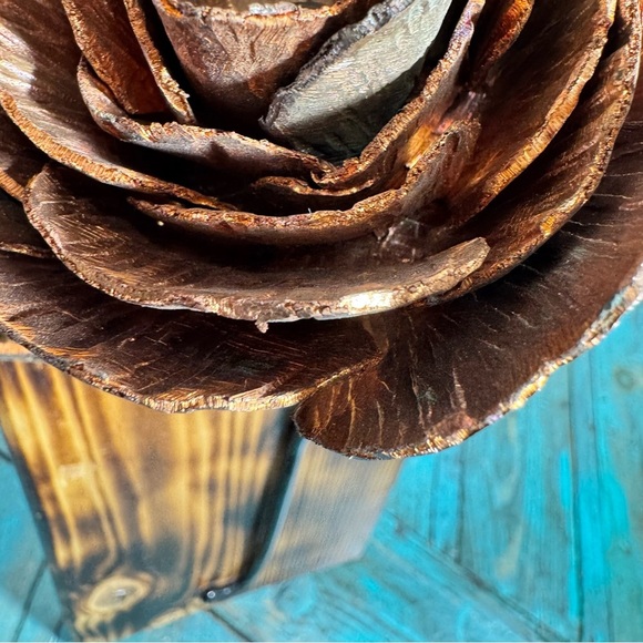 Iron Rose Metal Rose Iron Gift Forging Metal Art on Wood 6th Year Wedding Gift - Picture 12 of 13